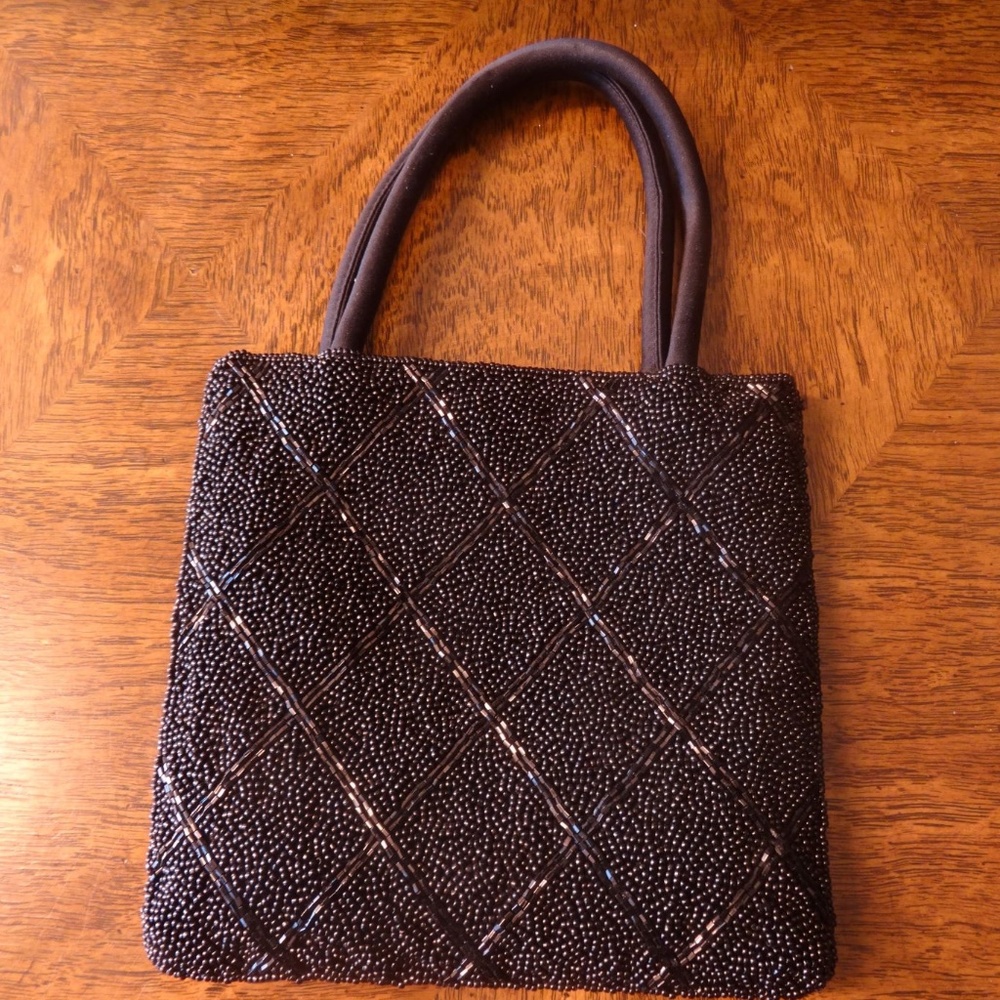 Vintage Black Beaded Evening Handbag